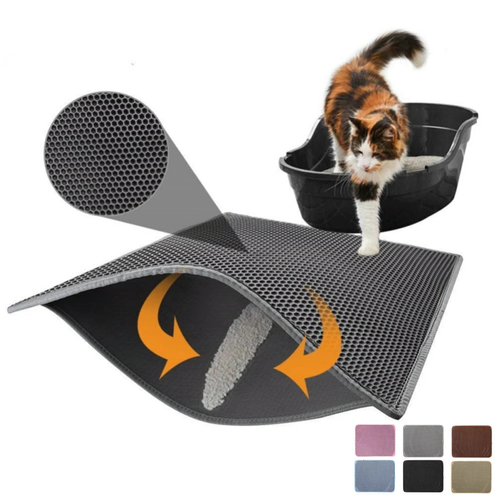 Ultimate Waterproof EVA Cat Litter Mat - Double Layer Trapping Pad for Effortless Clean-Up